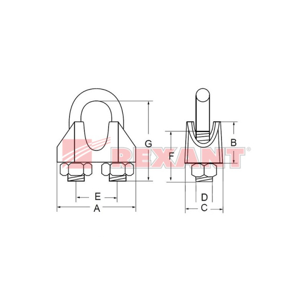 Купить Зажим для троса d 3/4 Rexant 09-5603