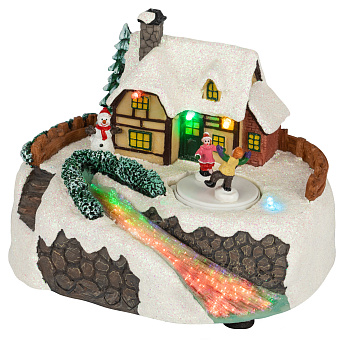 ЭРА Светодиодная новогодняя фигура EFIS-S02 композиция Деревня мультиколор 3*АА 16*13*12 см