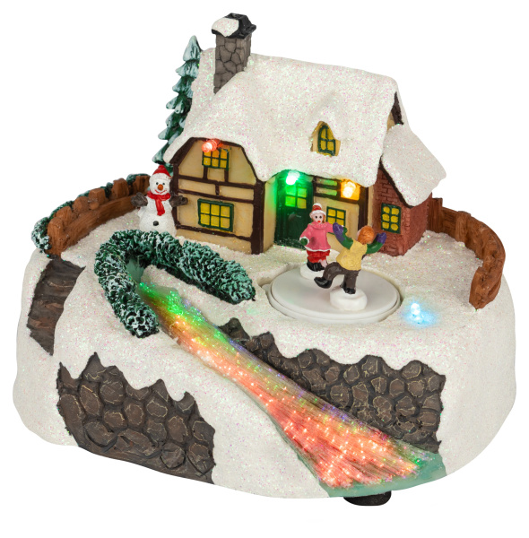 ЭРА Светодиодная новогодняя фигура EFIS-S02 композиция Деревня мультиколор 3*АА 16*13*12 см