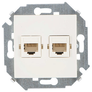 Simon 15 Бежевая Розетка компьютерная 2-ая RJ45 кат.5е 1591593-031