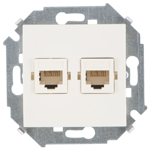 Simon 15 Бежевая Розетка компьютерная 2-ая RJ45 кат.5е 1591593-031