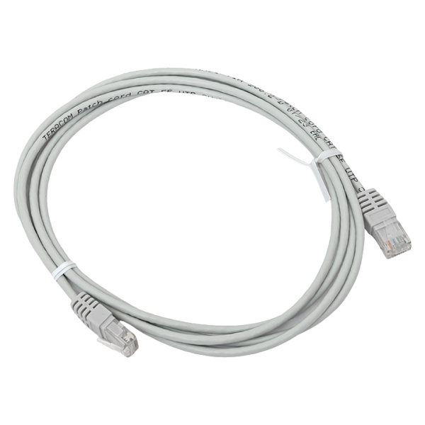 EKF Патч-корд TERACOM Cat.5E (1Гбит/с) неэкранированный UTP оболочка PVC серый (2м)
