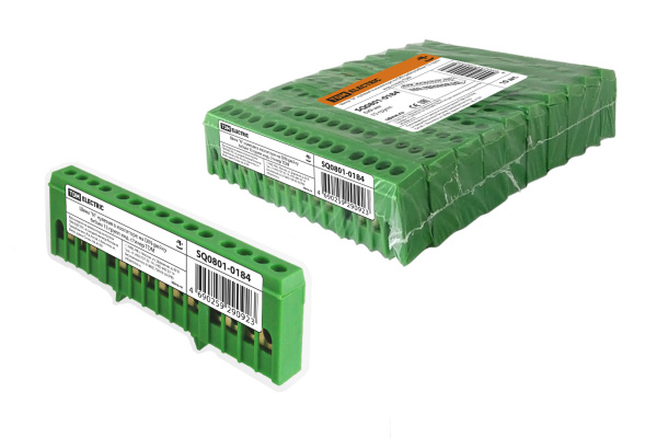 TDM Шина "N" нулевая в изоляторе на DIN-рейку 6x9мм 15 групп инд. стикер SQ0801-0184