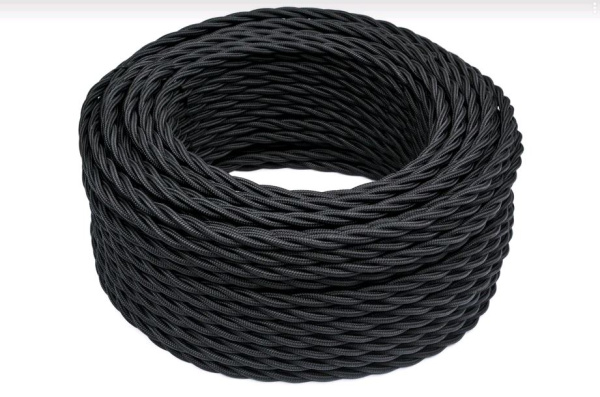 BIRONI Черный матовый Витой провод 2*0,75 150м B1-422-73-150