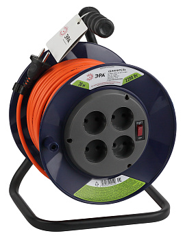 ЭРА RPx-4s-2x1.0-30m Удлинитель силовой на пластиковой катушке б/з 4 гн 30м ПВС 2х1