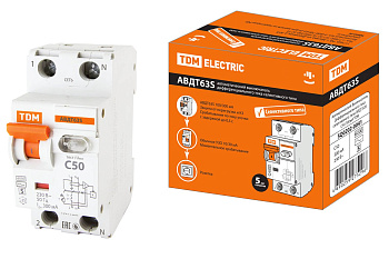 TDM АВДТ 63S 2P(1P+N) C50 300мА 6кА тип АС SQ0202-0041