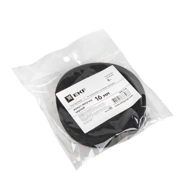 Купить EKF PROxima Хомут-липучка 16 мм (5м ролл) черный