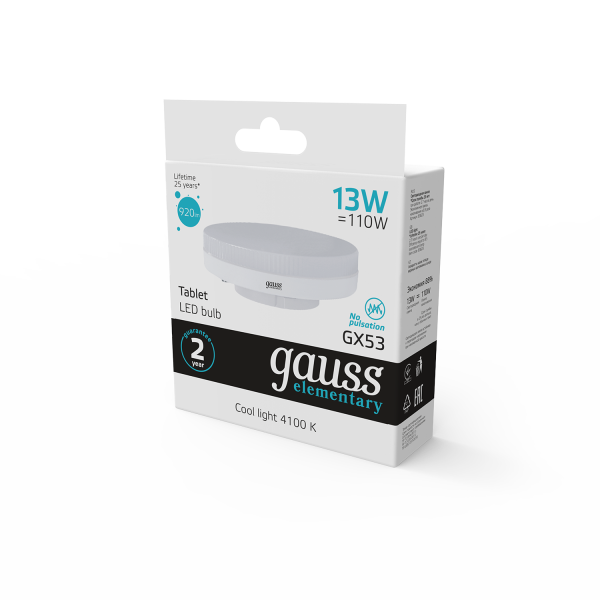 Купить Gauss Лампа Elementary GX53 13W 920lm 4100K LED 83823