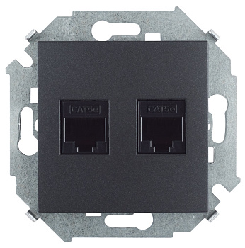 Simon 15 Графит Розетка компьютерная двойная RJ45 кат.5е (АМР) 1591552-038