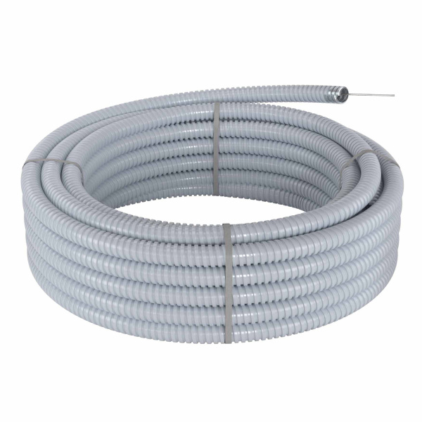 Купить DKC Металлорукав DN 20мм в герметичной ПВХ изоляции, Dвн 20,5 мм, Dнар 25,5, с протяжкой, 50 м, цвет серый