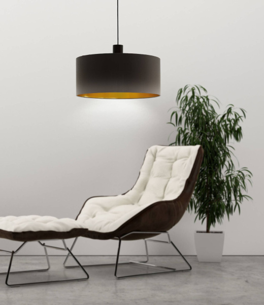 Купить Eglo 97683 Подвес CONCESSA 1, 1х60W (E27), 530, H1500, cталь, темно-коричневый / текстиль, капучино, золотой