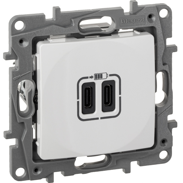 Купить Legrand ETIKA Белая Зарядка USB C-C 672235