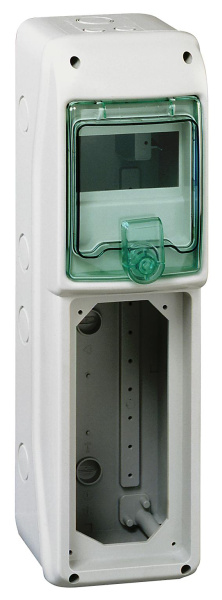 Купить SE Kaedra Серый Корпус навесной 1 ряд 5 модулей пластик с прозрачной дверью 460x138x160мм IP65 c DIN-рейкой 13185