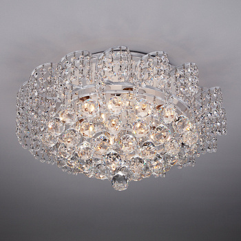 Eurosvet Потолочная люстра с хрусталем 16017/9 белый с серебром 00000078616