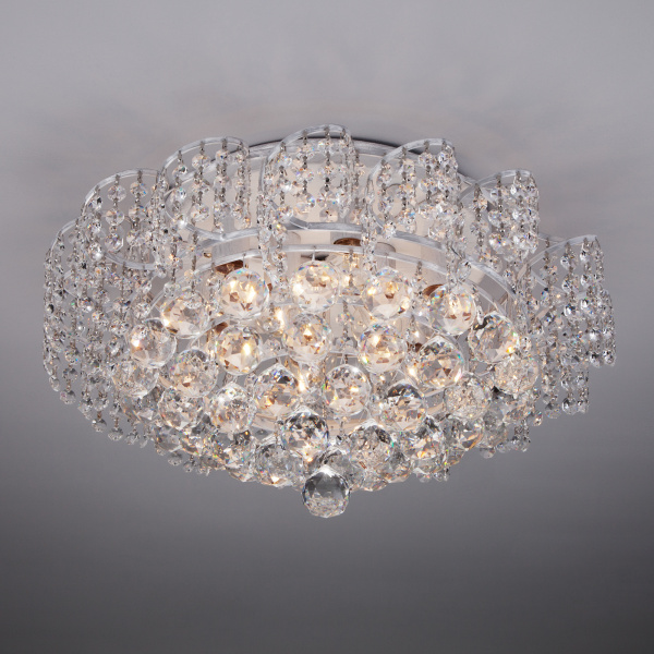 Eurosvet Потолочная люстра с хрусталем 16017/9 белый с серебром 00000078616