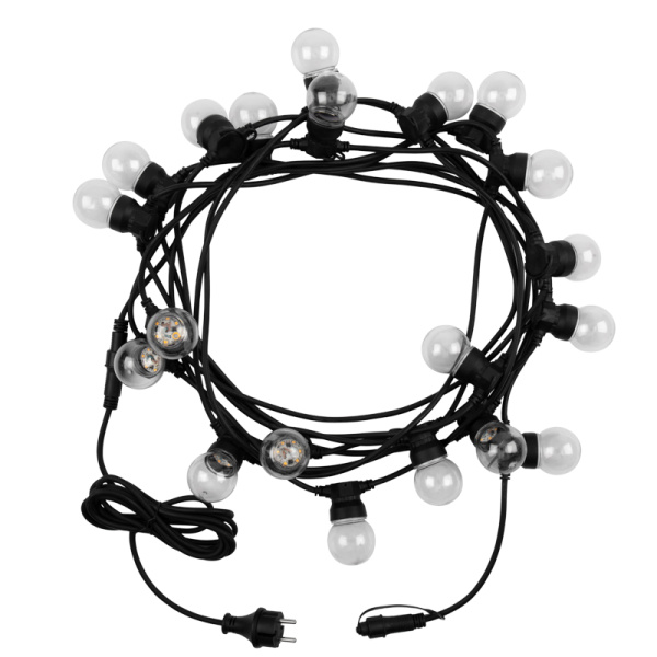 NEON-NIGHT Уличная гирлянда «Лофт», черный каучук, 20 прозрачных ламп х 5 LED, влагостойкая IP44 331-357
