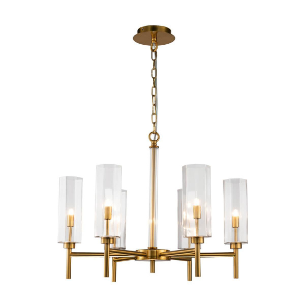 Favourite 2648-6P подвесная люстра Каркас цвета латунь, плафоны из прозрачного стекла