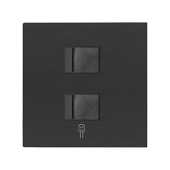 Simon 100 Черный матовый Накладка розетки 2xRJ45 10000006-238