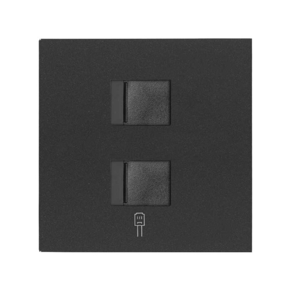 Simon 100 Черный матовый Накладка розетки 2xRJ45 10000006-238