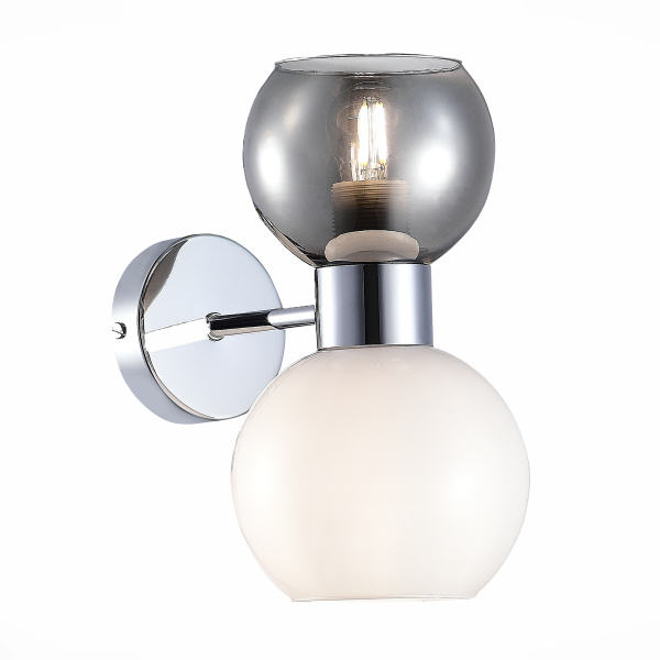 Evoluce SLE1138-101-02 Бра Хром/Белый, Дымчатый E27 2*60W Evoluce SLE1138-101-02 Бра Хром/Белый, Дымчатый E27 2*60W