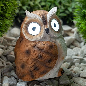 ЭРА ERAFYS01-11  Садовый светильник Филин рыжий на солнечной батарее, полистоун, 13 см