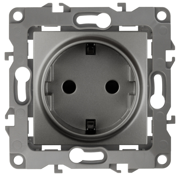 ЭРА 12-2102-12 Розетка 2P+E Schuko со шторками, 16A-250В, IP20, 12, Графит