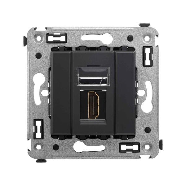 DKC HDMI розетка одинарная в стену, тип А-А, "Avanti", "Черный матовый"