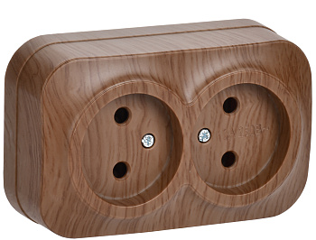 IEK GLORY РС22-2-ХД Розет. 2-ая без з/к о/у 10А GLORY дуб