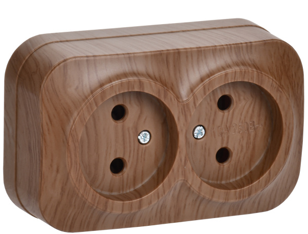 IEK GLORY РС22-2-ХД Розет. 2-ая без з/к о/у 10А GLORY дуб