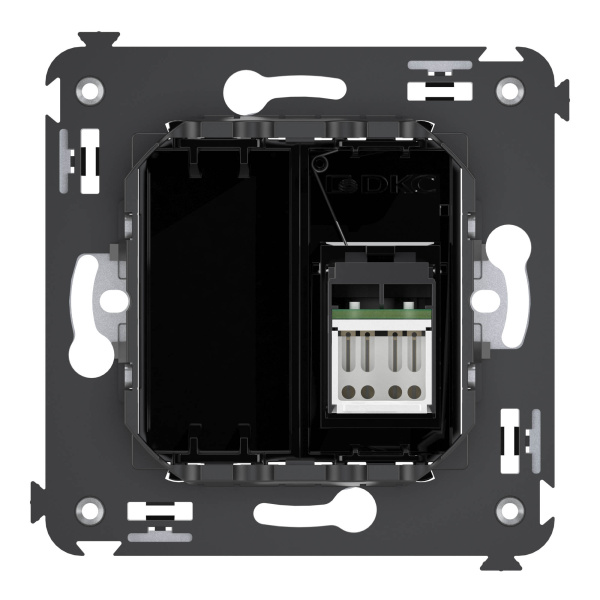 Купить DKC Компьютерная розетка RJ-45 в стену, кат.5e одинарная, "Avanti", "Черный квадрат"