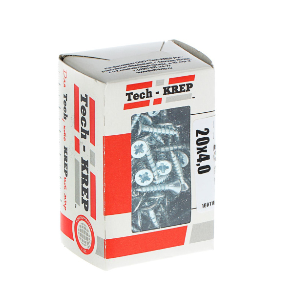 Tech-Krep Саморезы универсальные  20х4,0 мм (200 шт)  оцинкованные - коробка с ок. Tech-Kr 102178