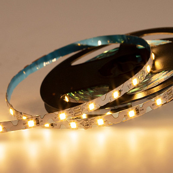 LAMPER LED лента 12 В, 6 мм, S-образная плата, IP65 (напыление силикона), SMD 2835, 60 LED/m, ТЕПЛЫЙ БЕЛЫЙ (3000 К) 141-528