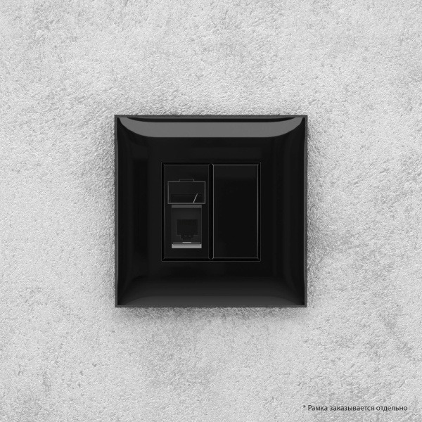 Купить DKC Телефонная розетка RJ-12 в стену одинарная, "Avanti", "Черный квадрат"