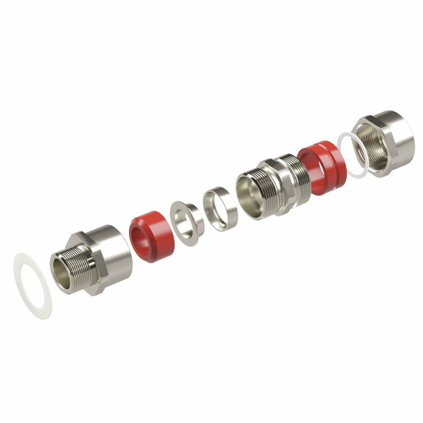 Купить DKC Взрывозащищенный кабельный ввод серии КА для бронированного кабеля М90х2d:70,8-79мм D:81-91мм. Никелированная латунь IP66/IP68