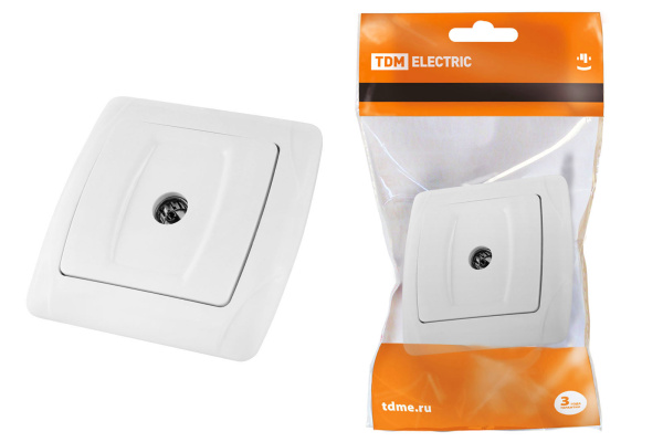 TDM Розетка телевизионная простая (0-2400МГц, "мама") белая "Онега" SQ1805-0023