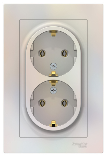 Купить Systeme Electric AtlasDesign Жемчуг Розетка с/з двойная, 16А, в сборе