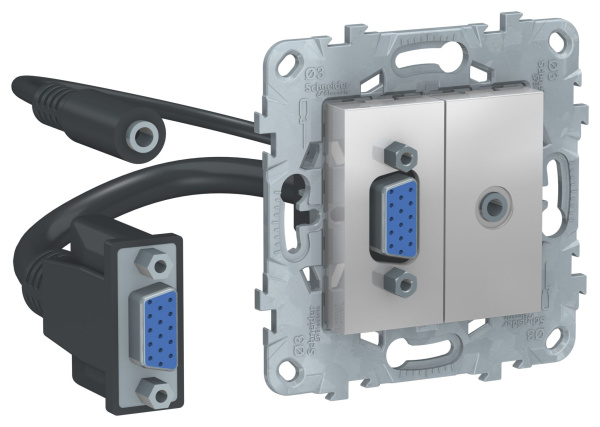 Купить SE Unica New Алюминий Розетка HD15+Minijack NU593230