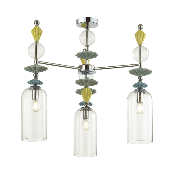 Купить Odeon Light 4893/3C CLASSIC ODL_EX22 33 хром/раноцветн./керамика/стекло Люстра потолочная E14 3*40W 4893/3C BIZET