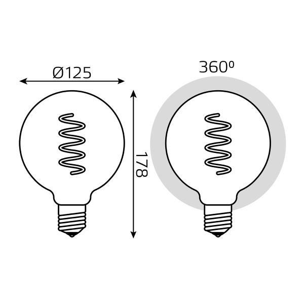 Купить Gauss Лампа Filament G125 5W 190lm 1800К Е27 sky blue flexible LED 1013802105