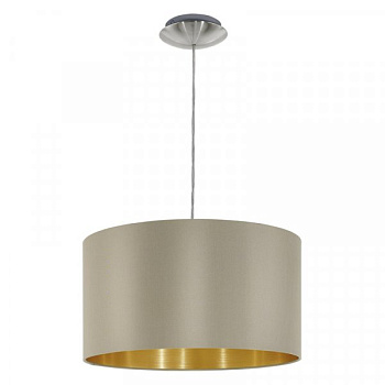 Eglo 31602 Подвес MASERLO, 1х60W (E27), Ø380, никель матовый/текстиль, серо-коричневый, золотой