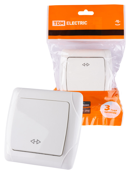 TDM Перекрестный выключатель 1-кл. 10А белый "Онега" SQ1805-0062