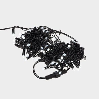 NEON-NIGHT Гирлянда Нить 10м, постоянное свечение, черный ПВХ, 230В, цвет: Белый 305-175