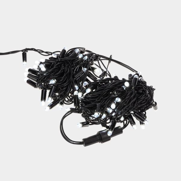 NEON-NIGHT Гирлянда Нить 10м, постоянное свечение, черный ПВХ, 230В, цвет: Белый 305-175