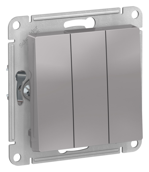 Купить Systeme Electric AtlasDesign Алюминий Выключатель 3-клавишный сх.1+1+1, 10АХ, механизм