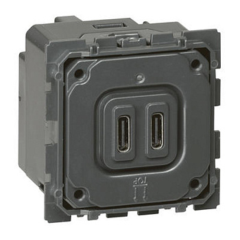 Legrand Сeliane Зарядное устройство с двумя USB-разъемами тип С / тип С 240В/5В 3000мА 067466