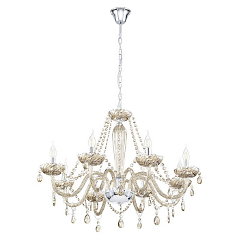 Eglo Люстра BASILANO, 8х40W (Е14), ?820, H1300, стекло/коньяк 39093