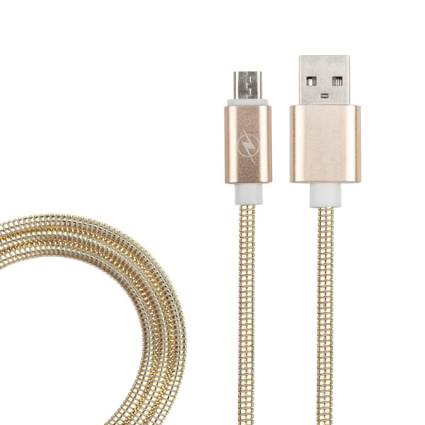 USB кабель micro USB, золото металл, 1 метр Rexant 18-4243
