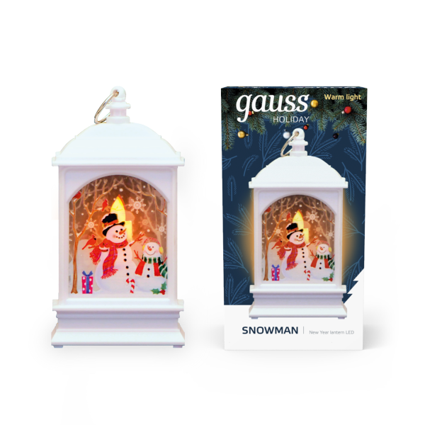 Купить Gauss Фонарь новогодний светодиодный "Снеговик" серия Holiday, ,1W, тёплый свет, белый, батарейки в комплекте, HL030