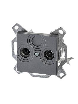 ABB EPJ Levit сталь / дымчатый чёрный Розетка TV-R, проходная, 7дБ, сталь 2CHH083607A6069