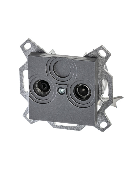 ABB EPJ Levit сталь / дымчатый чёрный Розетка TV-R, проходная, 7дБ, сталь 2CHH083607A6069